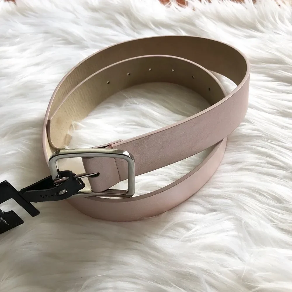 NWT blush metallic iNC faux leather womens LG belt